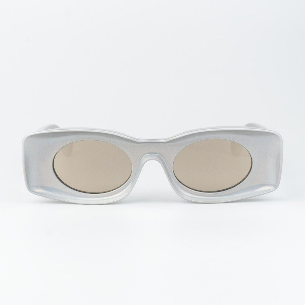Loewe Paula's Ibiza Men Sunglasses Metallic Gold Mirror Rectangle LW40033I 24C